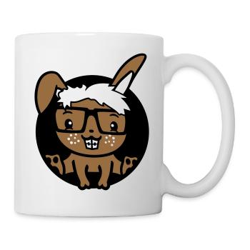 Bunny Nerd Geek Horn-Rimmed Glasses Hole Freak Intelligent - Mug - white - Right