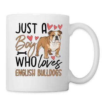 Just A Boy Who Loves English Bulldogs - Tasse - Weiß - Rechts