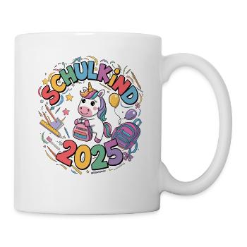Schulkind 2025 Einschulung Schulanfang - Tasse - Weiß - Rechts