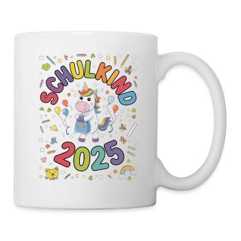 Schulkind 2025 Einschulung Schulanfang - Tasse - Weiß - Rechts