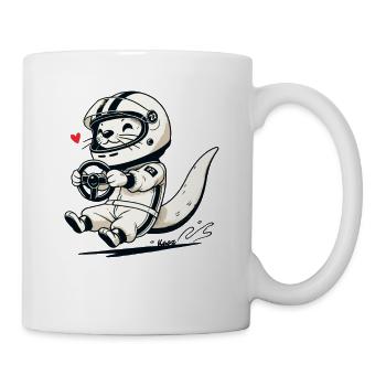 An otter as a racing car driver - Mug - white - Right