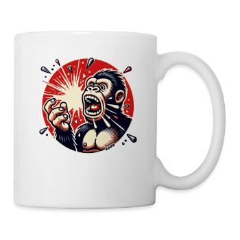 Explosion d’un ballon et gorille en panique - Mug blanc - blanc - Droite