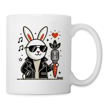 Rockmusik-Hase mit Vintage-Karotten-Mikrofon - Tasse - Weiß - Rechts