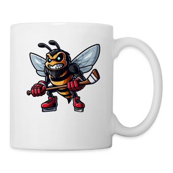 Biene Wespe Hornisse Hockey Hockeyspieler Design - Tasse - Weiß - Rechts