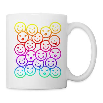 Colorful funny faces with rainbow gradient - Mug - white - Right