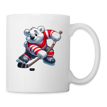 Polar bear playing hockey funny hockey player - Mug - white - Right