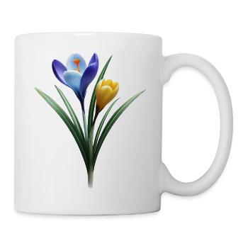 blue yellow crocus blossom spring flower floral - Mug - white - Right