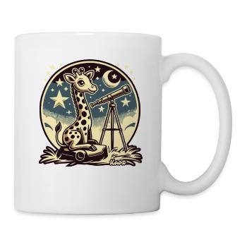 Giraffe beobachtet Sterne mit Teleskop - Tasse - Weiß - Rechts
