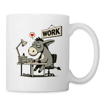 âne de bureau fatigué au travail au bureau - Mug blanc - blanc - Droite