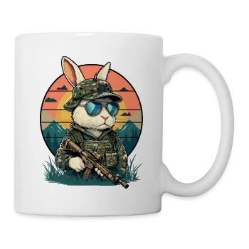 Hase Osterhase Ostern Camouflage Tierschutz Lustig - Tasse - Weiß - Rechts