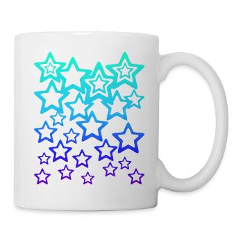 Many blue stars, star pattern - Mug - white - Right