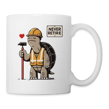 Never Retire – Construction Worker Turtle - Mug - white - Right