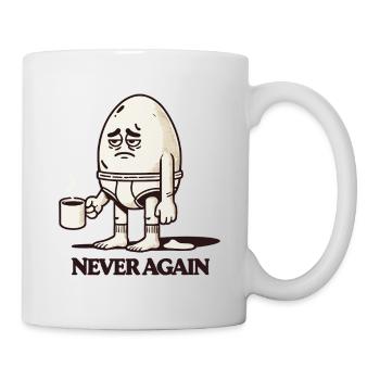 Tired Morning Egg with Coffee – "Never Again" - Mug - white - Right