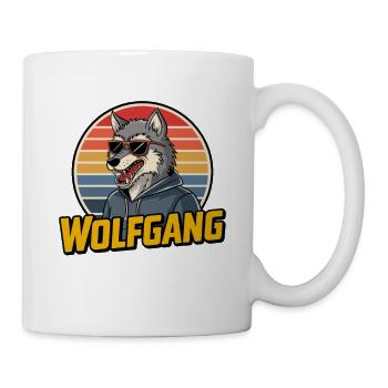 Wolfgang Wolf Retro Style with Sunglasses - Mug - white - Right