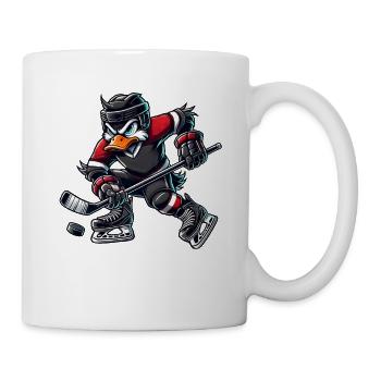 Coole Cartoon Ente Eishockeyspieler - Tasse - Weiß - Rechts