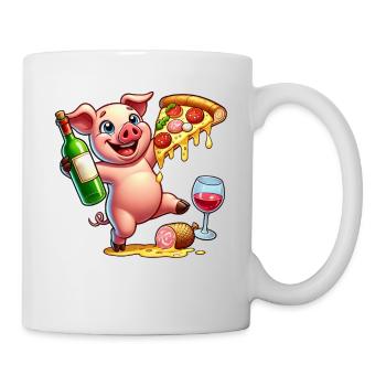 Happy Pig Pizza Fast Food Lover - Mug - white - Right