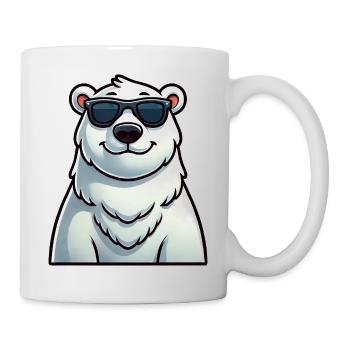 Casual polar bear cartoon with sunglasses - Mug - white - Right