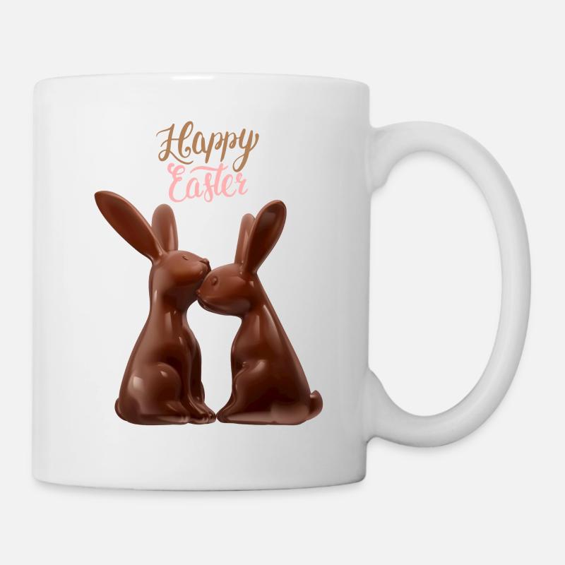 Happy Easter chocolate bunnies - Mug - white