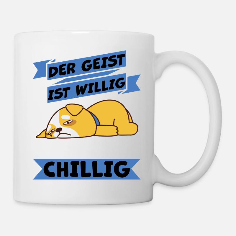 körper chillig haha ich piss mich - Tasse - Weiß