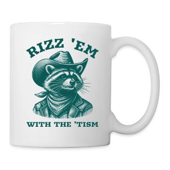 Rizz 'Em With The 'Tism Raccoon Cowboy Western - Mug - white - Right