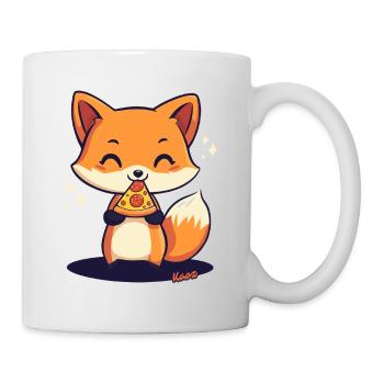 Renard kawaii mignon avec pizza - Mug blanc - blanc - Droite