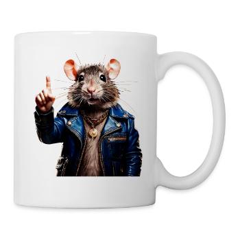 RAT raises index finger - Mug - white - Right