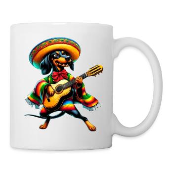 Cinco de Mayo Dackel Mariachi Gitarre - Tasse - Weiß - Rechts