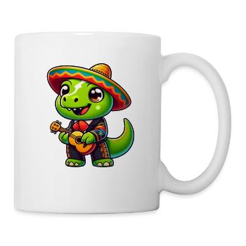 Dino Mariachi Cinco de Mayo Guitare - Mug blanc - blanc - Droite