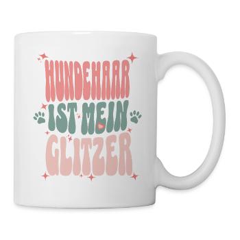 Dog Hair & Glitter – Funny Retro Dog Design - Mug - white - Right