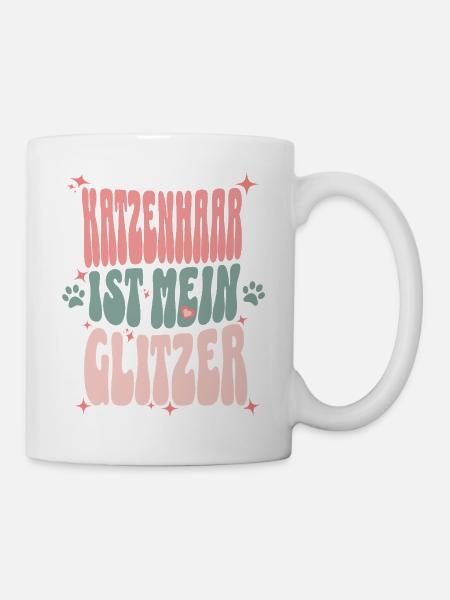 Cat Hair Is My Glitter Funny Retro Design - Mug - white