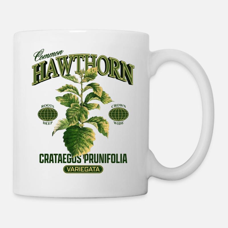 Common Hawthorn Botanical Art - Mug - white