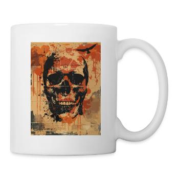 Creepy skull with ravens - Mug - white - Right