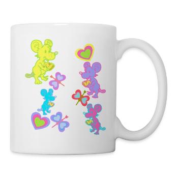 Maus Mäuse Retro Vintage old school Kinder - Tasse - Weiß - Rechts