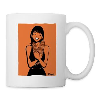 Glückliches Mädchen mit Maiskolben - Tasse - Weiß - Rechts