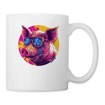 Cool pig with sunglasses - Mug - white - Right