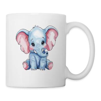 Cute Little Blue Elephant Cartoon Design - Mug - white - Right
