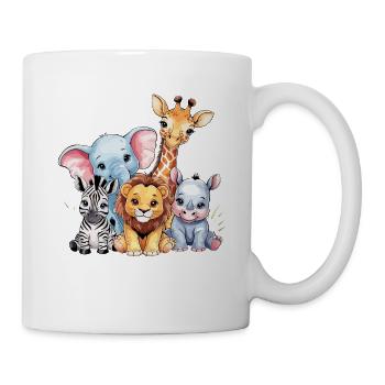 Niedliche Safari-Tiere Illustration Für Kinder - Tasse - Weiß - Rechts