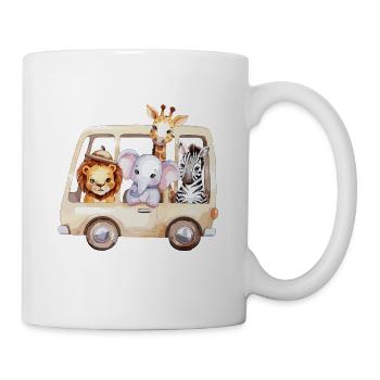 Safari adventure with funny animals on the bus - Mug - white - Right