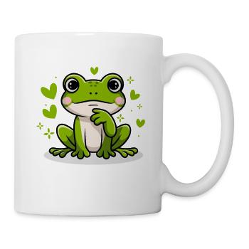 Cute frog with heart motifs and playful - Mug - white - Right