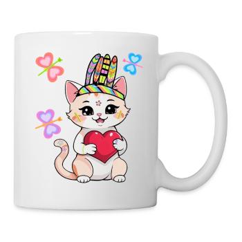 Hippie Cat Cats Kids Child Hippies - Mug - white - Right