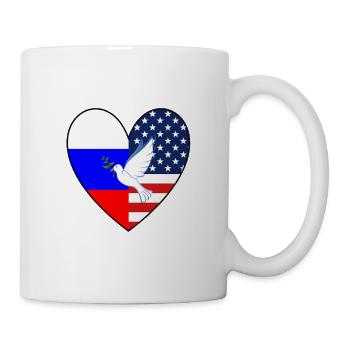 USA Russland Flagge Herz Friedenstaube - Tasse - Weiß - Rechts
