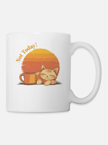 Lazy Cat & Coffee – Not Today Retro Sunset - Tasse - Weiß