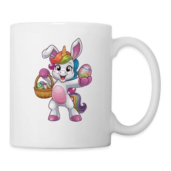 Colorful unicorn with easter eggs in basket - Mug - white - Right