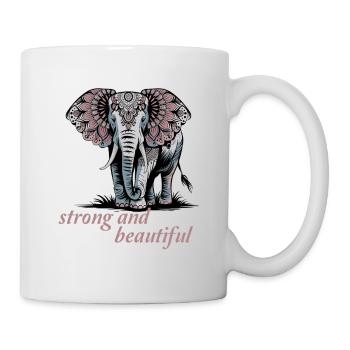 Stark Und Schön Elefant Mandala Kunst - Tasse - Weiß - Rechts