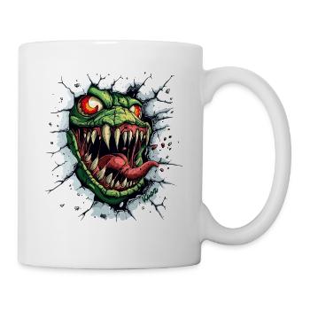 Wild monster breaks through the wall - Mug - white - Right