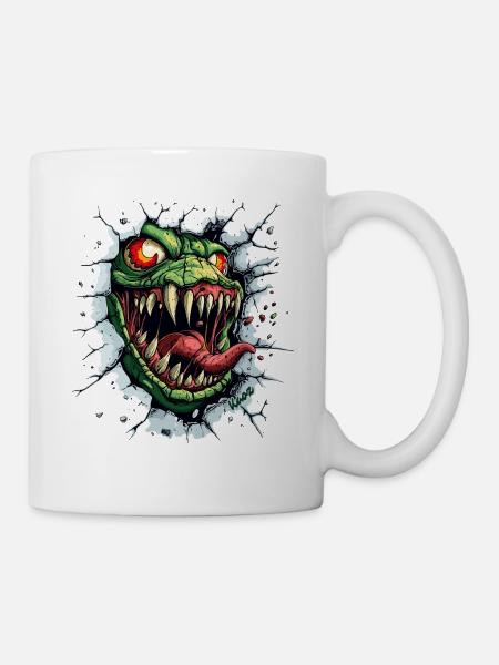 Wildes Monster bricht durch die Wand - Tasse - Weiß