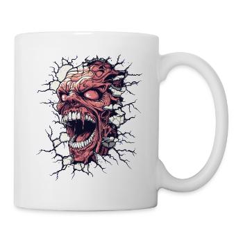 Monster Breaks Through the Wall – Horror Design - Mug - white - Right