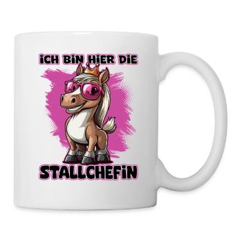 Ich bin hier die Stallchefin Pferdemädchen Reiter - Tasse - Weiß - Rechts