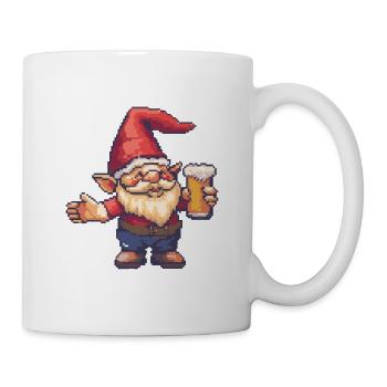 Gartenzwerg Pixel Bier - Tasse - Weiß - Rechts