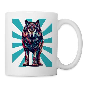 Retro Vintage Wolf Tattoo Wölfe - Tasse - Weiß - Rechts